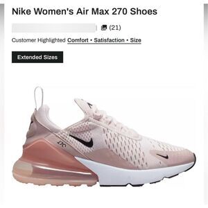 Nike Air Max 270 Women’s Shoes Light Soft Pink Black Size 9 NIB